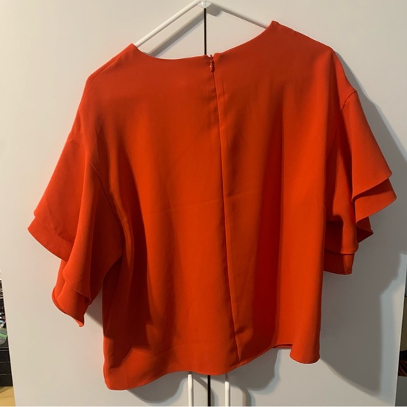 H&M Orange Blouse/ Top with Ruffle Sleeves. Size 4. Like New! Great Condition! - Picture 4 of 9
